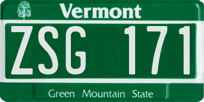 VT license plate ZSG171