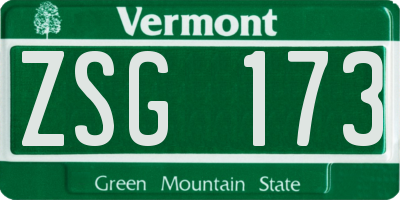 VT license plate ZSG173