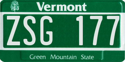 VT license plate ZSG177
