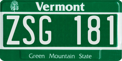 VT license plate ZSG181