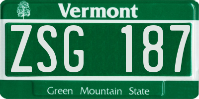 VT license plate ZSG187