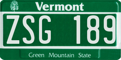 VT license plate ZSG189