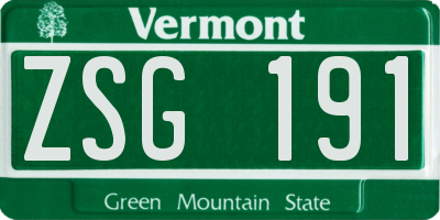VT license plate ZSG191