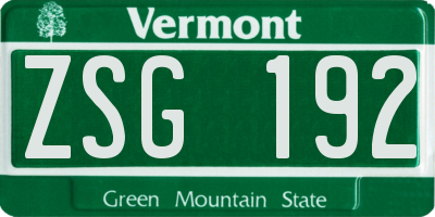 VT license plate ZSG192