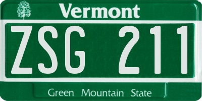 VT license plate ZSG211