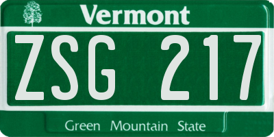 VT license plate ZSG217