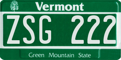 VT license plate ZSG222