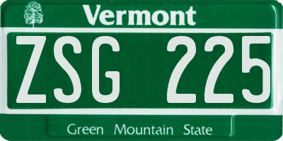 VT license plate ZSG225