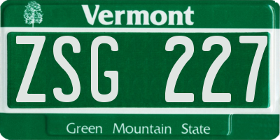 VT license plate ZSG227