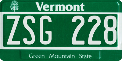 VT license plate ZSG228