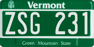 VT license plate ZSG231