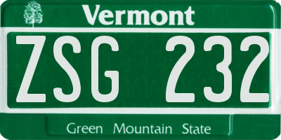VT license plate ZSG232