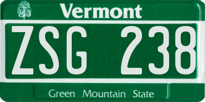 VT license plate ZSG238
