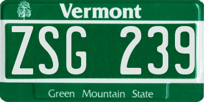 VT license plate ZSG239