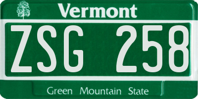 VT license plate ZSG258
