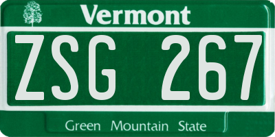 VT license plate ZSG267