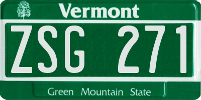VT license plate ZSG271