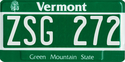 VT license plate ZSG272