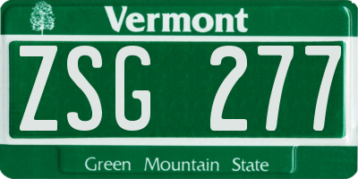 VT license plate ZSG277