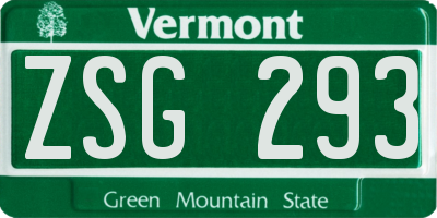 VT license plate ZSG293