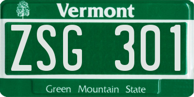 VT license plate ZSG301