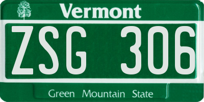VT license plate ZSG306