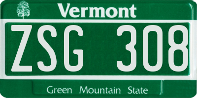 VT license plate ZSG308