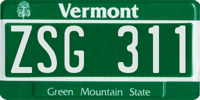 VT license plate ZSG311