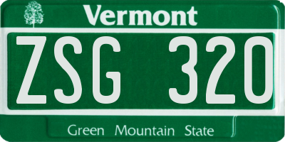 VT license plate ZSG320