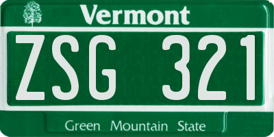 VT license plate ZSG321