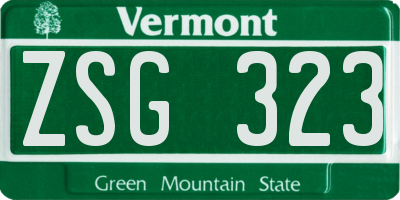 VT license plate ZSG323