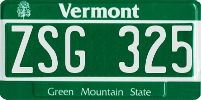 VT license plate ZSG325