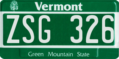 VT license plate ZSG326