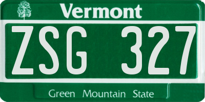 VT license plate ZSG327