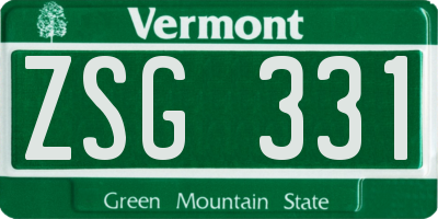 VT license plate ZSG331
