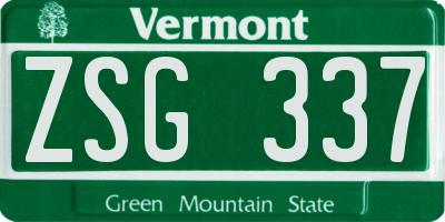 VT license plate ZSG337