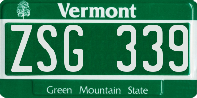 VT license plate ZSG339