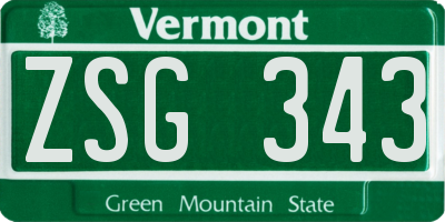 VT license plate ZSG343