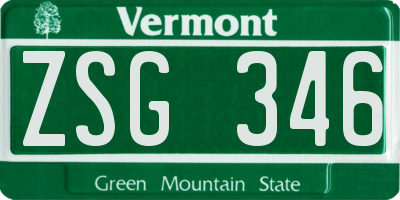 VT license plate ZSG346