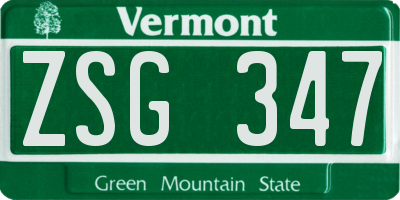 VT license plate ZSG347