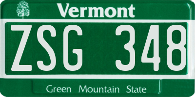 VT license plate ZSG348