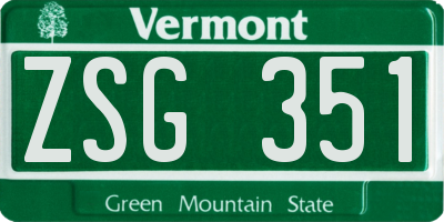 VT license plate ZSG351