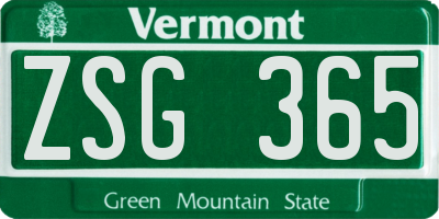VT license plate ZSG365