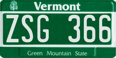 VT license plate ZSG366
