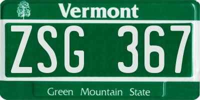 VT license plate ZSG367