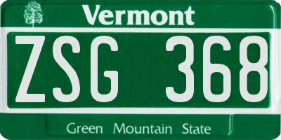 VT license plate ZSG368