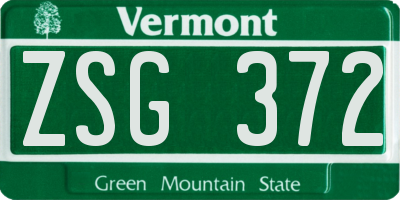 VT license plate ZSG372