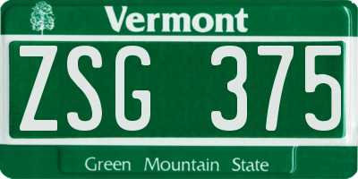 VT license plate ZSG375