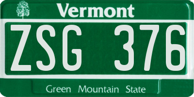 VT license plate ZSG376