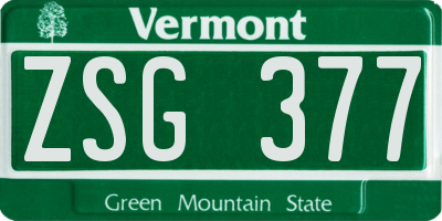 VT license plate ZSG377
